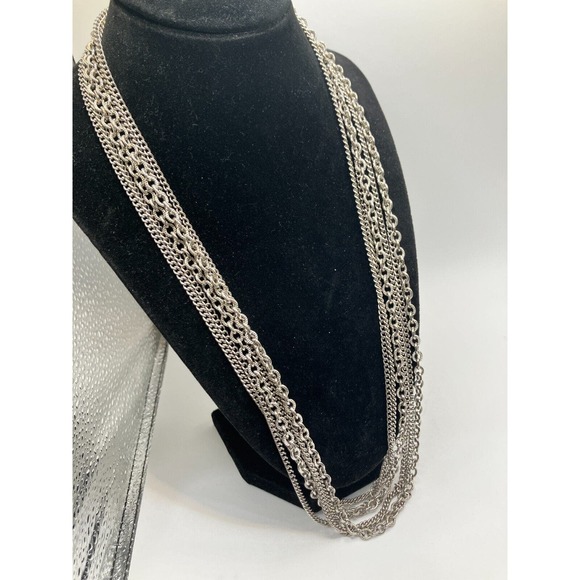 Stainless Steel 3 Strands of 2 Types Chain 25" Length Necklace! - Picture 3 of 6